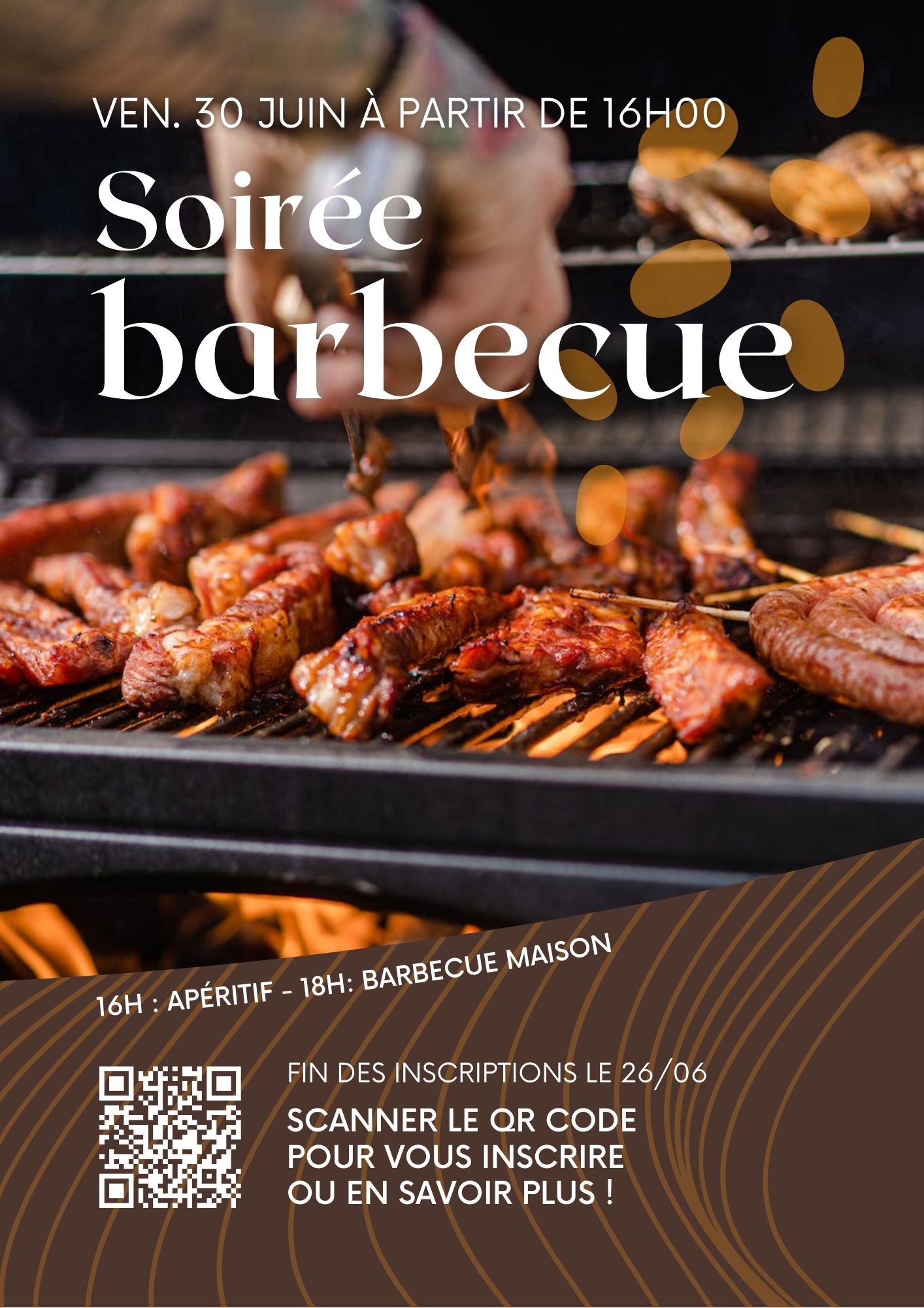 Soirée barbecue – Affiche promotionnelle pour un événement d’entreprise