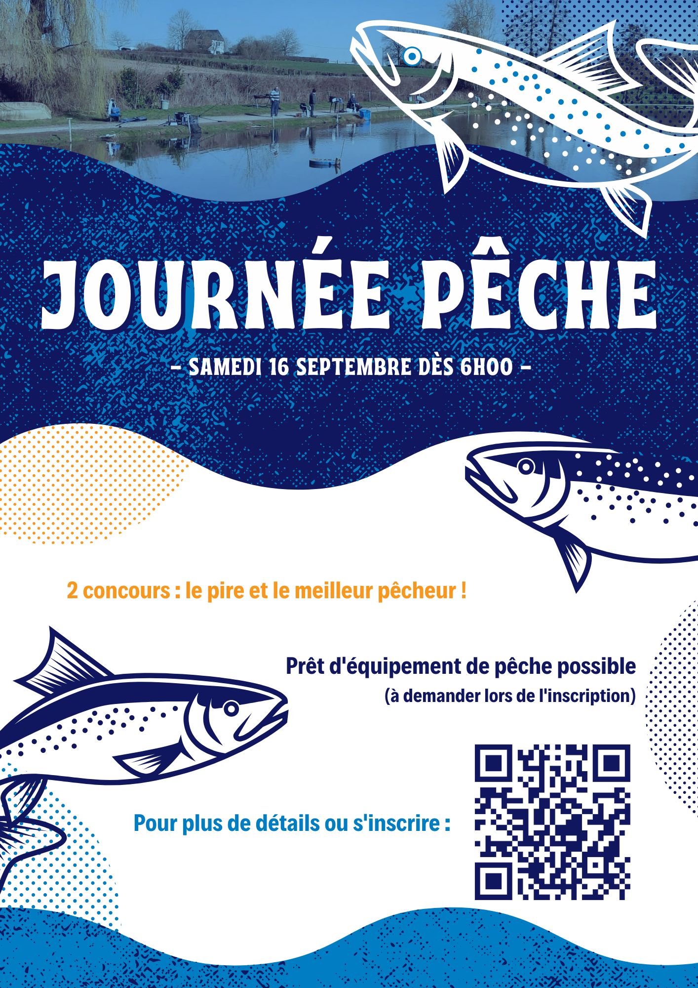 Journée pêche – Affiche promotionnelle pour un événement d’entreprise