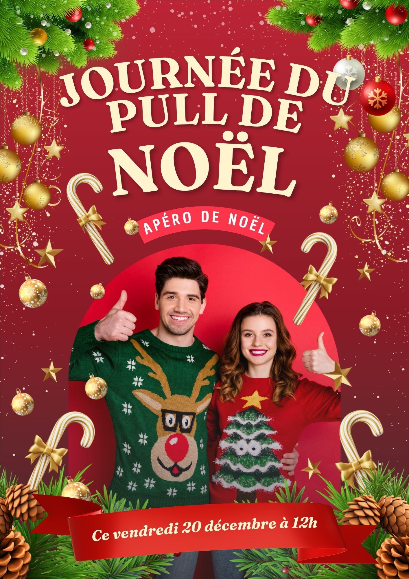 Journée pull de Noël – Affiche promotionnelle pour un événement d’entreprise