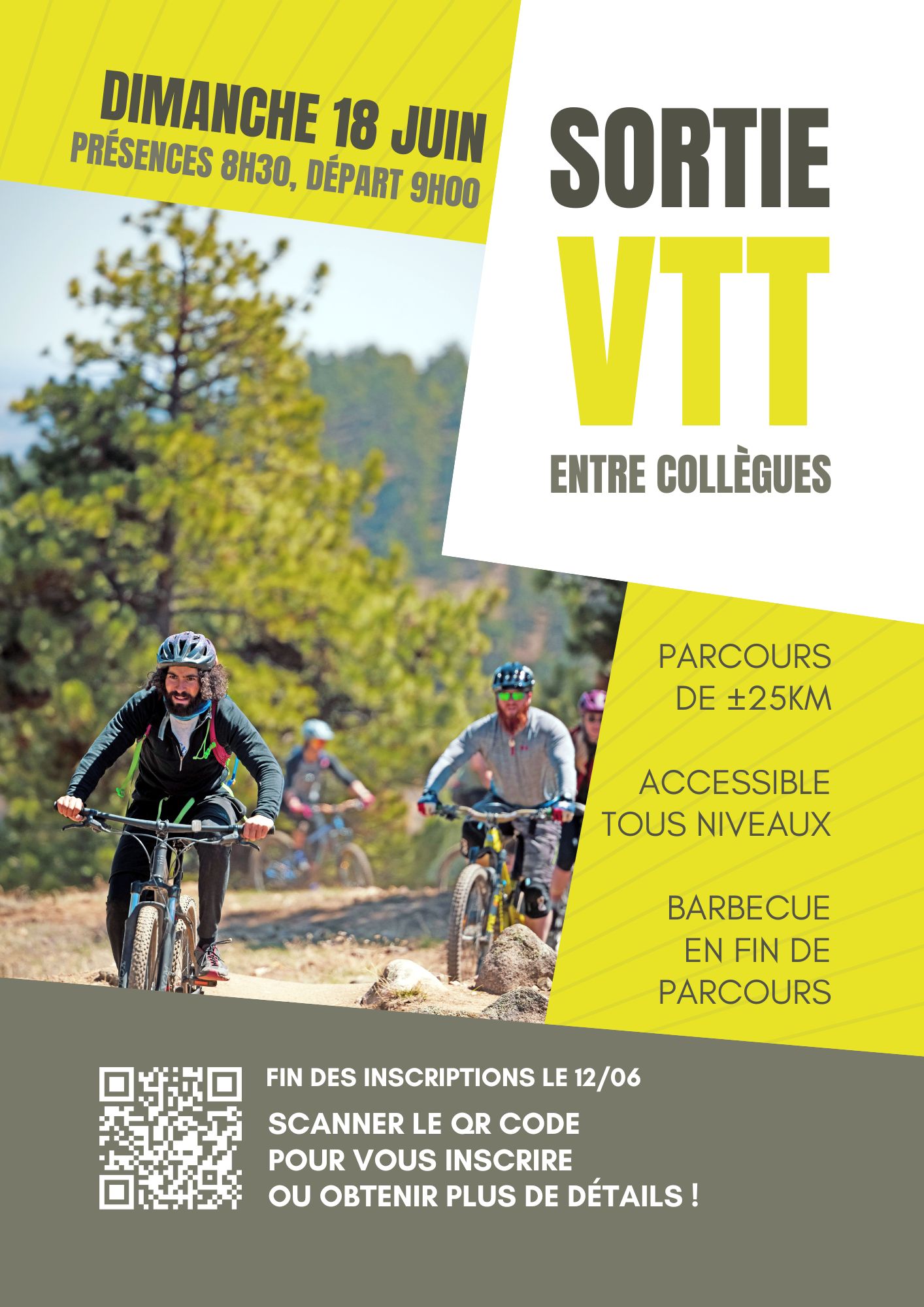 Sortie vélo entre collègues – Affiche promotionnelle pour un événement d’entreprise